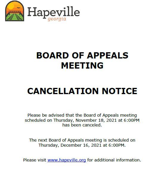 board of appeals cancel